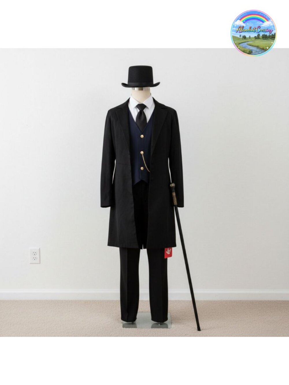 Victorian Gentleman Costume Men Tailcoat Waistcoat Top Hat Halloween